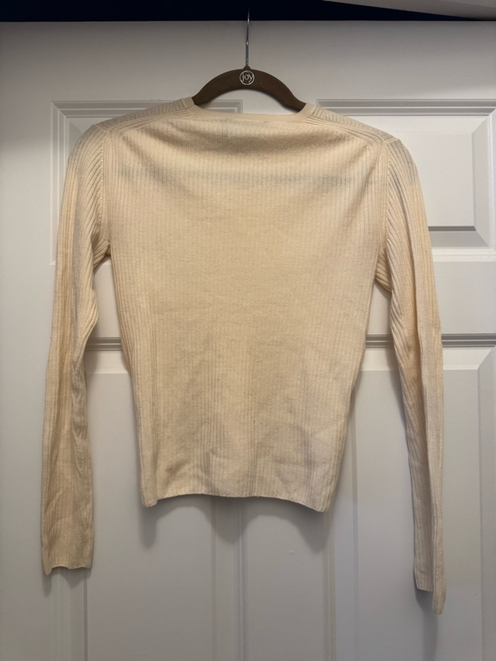 Theory Cream Ribbed Crewneck Sweater - Picture 2 of 3